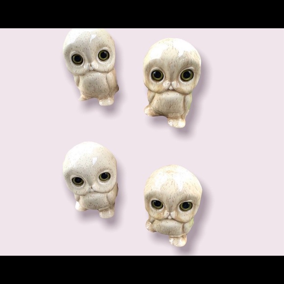 Owl Statues Vintage Studio Pottery Canada Set Of 2 Porcelain Figurines - Picture 5 of 9